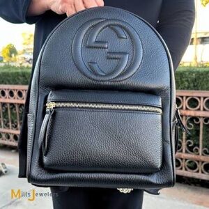 Authentic Gucci Black Leather Backpack